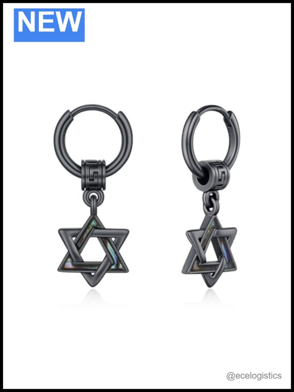 Sterling Silver Hoop Earrings Star of David Celtic Wolf Unisex